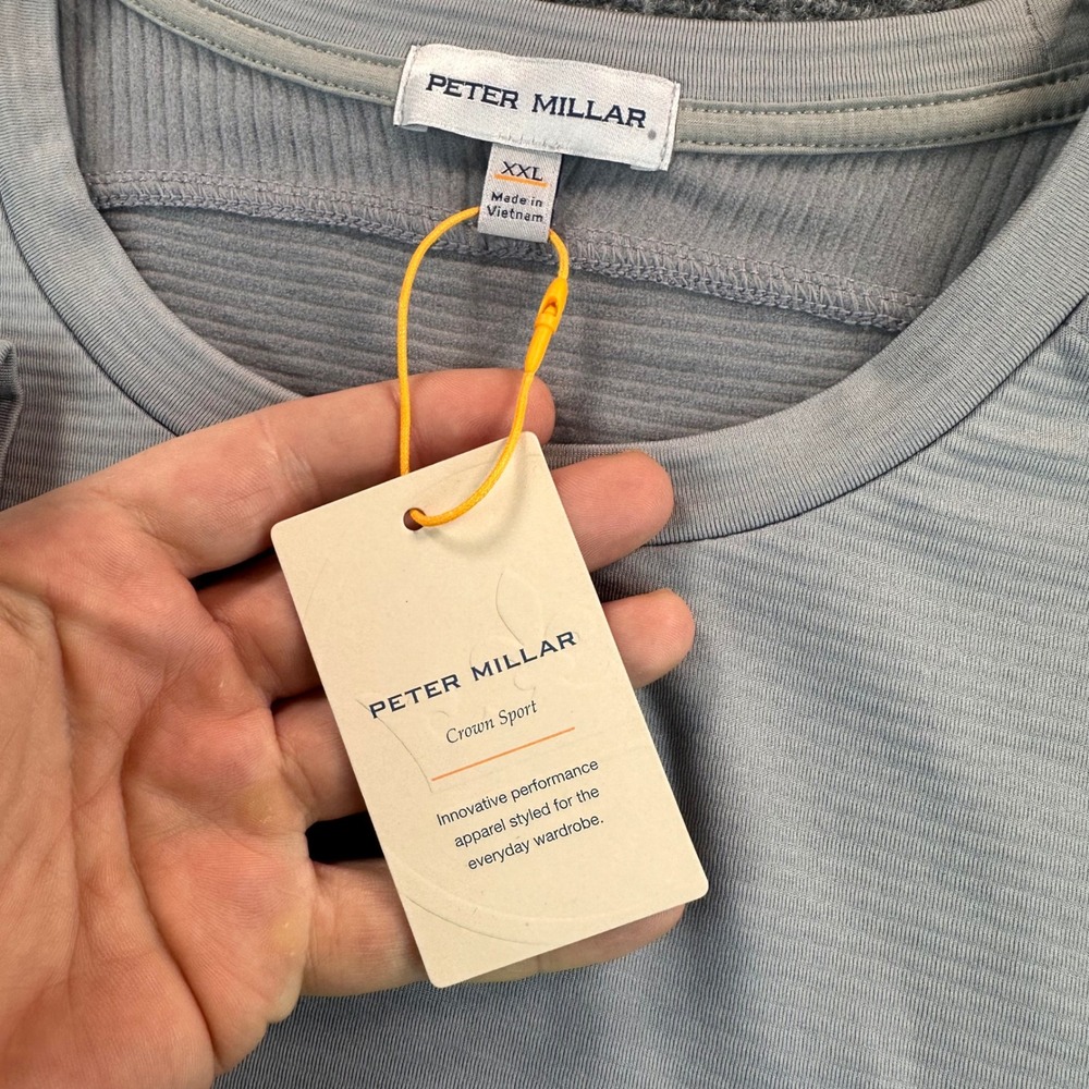 Peter Millar Men's 2XL Gray Gale Beaumont‎ Performance Crewneck Pullover Stretch - Picture 5 of 15